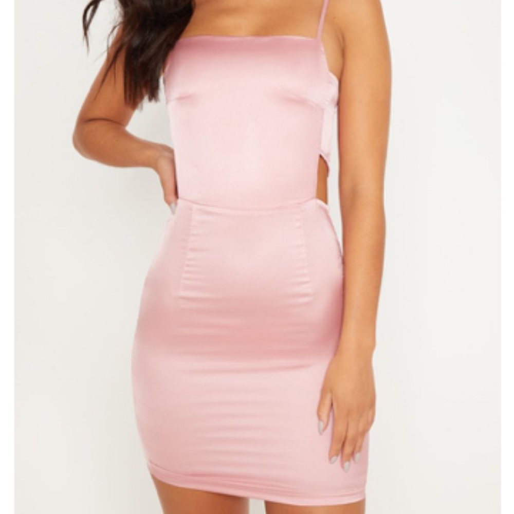 NWT Rose Satin Cut Out Bodycon Dress